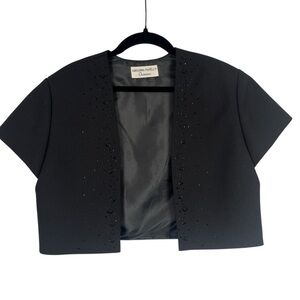 VINTAGE Adrianna Papell Occasions Black Beaded Bolero Jacket Women’s Est Size 6